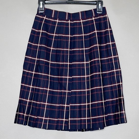 Talbots Red Navy Blue White Wool Tartan/Plaid Skirt Size 6 - Picture 8 of 9